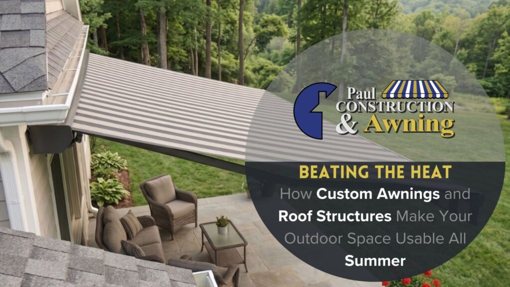 A retractable awning providing afternoon summer shade heat protection.